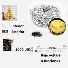 Cargar imagen en el visor de la galería, Guirnalda Luces led Navidad blanco cable transparente interior y exterior 8 funciones guirnaldas
