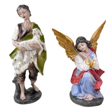 Cargar imagen en el visor de la galería, Nacimiento Belén 10 Figuras 20 cm en Resina – Portal de Belén con Reyes Magos, Pastores, María, José, Niño Jesús, Vaca y Burro – Multicolor
