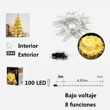 Cargar imagen en el visor de la galería, Guirnalda Luces led Navidad blanco cable transparente interior y exterior 8 funciones guirnaldas
