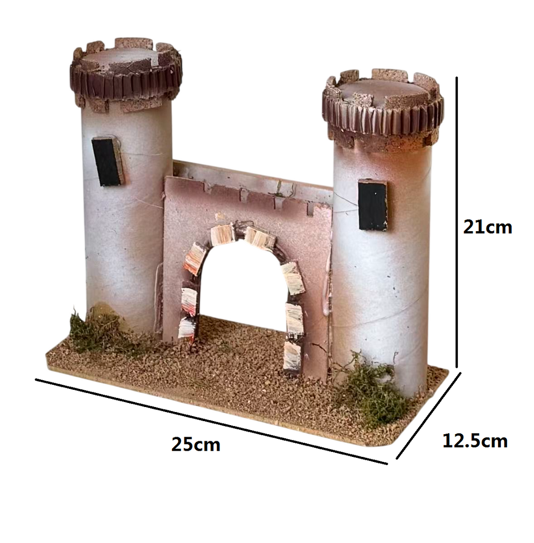 Castillo de Corcho para belén navideño, Castillo Miniatura belén para Aldea Decorativa para Nacimiento, Pesebre, Navidad, decoración Tradicional