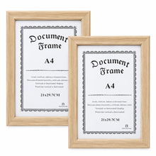 Cargar imagen en el visor de la galería, Pack 2 Portafotos de Madera y Metacrilato A4 para Diplomas y Certificados – Marco Vertical u Horizontal
