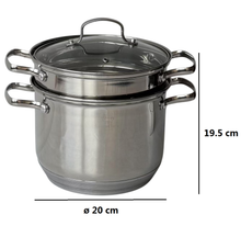 Cargar imagen en el visor de la galería, Olla Pasta con Tapa Acero Inoxidable 20 cm Inducción Valido para todo Tipo de Cocina - Santa Clara
