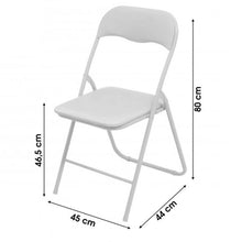 Cargar imagen en el visor de la galería, Silla Plegable PVC Asiento Acolchado, comedor, salón, sala de estar, casa, individual, metal

