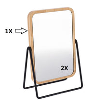 Cargar imagen en el visor de la galería, Espejo de Bambú Ajustable – Espejo de Mesa con Soporte Plegable, Diseño Natural y Ángulo Regulable
