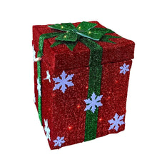 Cargar imagen en el visor de la galería, Papá Noel Saliendo de Caja Decorativo con Luz, Movimiento y Múltiples Melodías Navideñas - 26x26x32 cm, Diseños en Oro (Lazo Rojo) y Rojo (Lazo Verde o Dorado al Azar), Interruptor de Botón y Pilas AA No Incluidas
