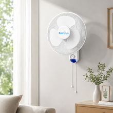 Cargar imagen en el visor de la galería, Pack 2 Ventiladores de Pared Eléctricos 45W Ø43 cm con Oscilación, 3 Aspas, Control por Cuerda, Bajo Consumo, Blanco
