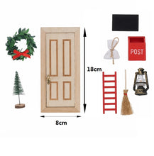 Cargar imagen en el visor de la galería, Kit de Puerta Mágica de Navidad en Miniatura con Accesorios, Corona, Árbol y Buzón para Decoración y Belenes
