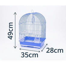 Cargar imagen en el visor de la galería, Jaula para Pájaros Pequeños 35 x 28 x 49 cm con Comederos, Perchas y Columpio | Cúpula Curva para Periquitos, Agapornis y Canarios - Color Aleatorio
