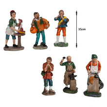 Cargar imagen en el visor de la galería, Figura de Pastor Belen de Oficios Trabajadores, Resina 6 Piezas altura 15 cm aproximamente para decoracion de navidad
