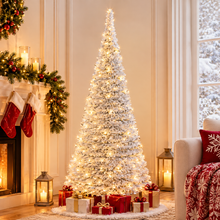 Cargar imagen en el visor de la galería, Pino de Navidad Cono Plegable Nevado – Árbol Navideño Decorativo Fácil de Montar
