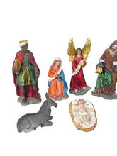 Cargar imagen en el visor de la galería, Nacimiento Resina 9 Piezas Aprox 15 cm Figuras Jesus, Maria, Jose, Reyes magos, Angel, Buey y Burro, Belen Pesebre Decoracion Navidad
