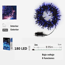 Cargar imagen en el visor de la galería, Guirnalda de Luces LED para Navidad de cable Verde - 8 funciones; Ideal para decorar árboles tanto en interiores como exteriores
