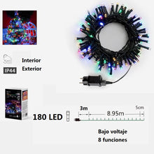 Cargar imagen en el visor de la galería, Guirnalda de Luces LED para Navidad de cable Verde - 8 funciones; Ideal para decorar árboles tanto en interiores como exteriores
