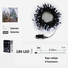 Cargar imagen en el visor de la galería, Guirnalda de Luces LED para Navidad de cable Verde - 8 funciones; Ideal para decorar árboles tanto en interiores como exteriores
