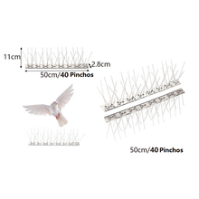 Cargar imagen en el visor de la galería, Pinchos Anti Aves Antipalomas 4 Unidades 50 x 11 x 2,8 cm – Protector para Techo, Valla y Alféizar, Anti Palomas y Anti Gatos
