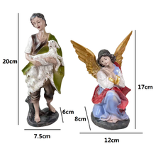 Cargar imagen en el visor de la galería, Nacimiento Belén 10 Figuras 20 cm en Resina – Portal de Belén con Reyes Magos, Pastores, María, José, Niño Jesús, Vaca y Burro – Multicolor
