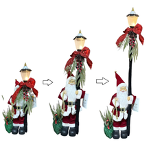 Cargar imagen en el visor de la galería, Muñeco de Papá Noel con Farol plegable, 110 cm, Decoración Navideña para Hogar - Gerimport
