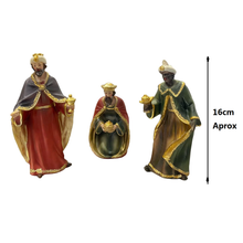 Cargar imagen en el visor de la galería, Set 3 Reyes Magos Melchor, Gaspar y Baltasar Resina Para Belen Pesebre Figuras Decoracion de Navidad
