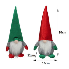 Cargar imagen en el visor de la galería, Set de 2 Gnomos de Navidad de Peluche con Gorro Alto – Adornos Navideños Decorativos de Poliéster y Arena (16x11x30 cm)
