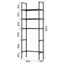 Cargar imagen en el visor de la galería, Estantería Baño 5 Niveles sobre Inodoro 155x39x25 cm – Organizador de Almacenamiento Vertical de Acero Blanco o Negro
