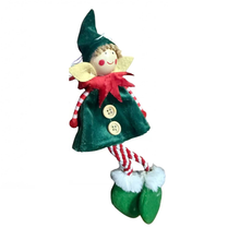 Cargar imagen en el visor de la galería, Set de 6 Colgantes de Elfos Navideños 8x20 cm, Adornos Colgantes de Plástico y Poliéster para Árbol de Navidad y Decoración del Hogar
