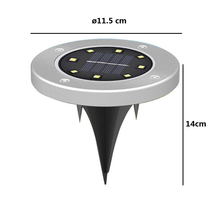 Cargar imagen en el visor de la galería, Set 6 Luces Solares 8 LED Blanco Frío para Jardín Ø11.5 cm Acero y Plástico
