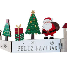 Cargar imagen en el visor de la galería, Surtido de Adornos Navideños de Madera Plegables con Diseño de Pueblo, Reno y Mensaje "Feliz Navidad" - Decoración de Mesa Estilo Nórdico (57x17 cm, Pack de 2 Modelos Surtidos)
