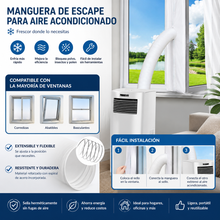 Cargar imagen en el visor de la galería, Tubo de Escape para Aire Acondicionado Portátil Flexible Extensible  /  Kit de Sellado de Ventana Universal con Cremallera de aire acondicionado portátil
