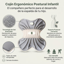 Cargar imagen en el visor de la galería, Cojin Ergonomico Infantil y Juvenil para Silla de Estudio - Corrector de Postura de Espalda y Coxis, Diseño Mariposa Antideslizante, Ideal para Niños y Estudiantes (Gris/Rosa)
