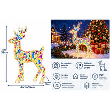 Cargar imagen en el visor de la galería, Ciervo LED Multicolor de Navidad de 53 cm – 50 LED, Funciona con 3 Pilas AA
