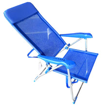Cargar imagen en el visor de la galería, Silla Alta plegable playa estructura de aluminio tejido Textileno, transpirable y fresco, 7 posiciones 65 x 118 cm - Maxia Market
