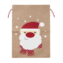 Cargar imagen en el visor de la galería, Set de 2 Sacos de Navidad de Tela de Cáñamo – Saco de Regalos para Decoración Navideña
