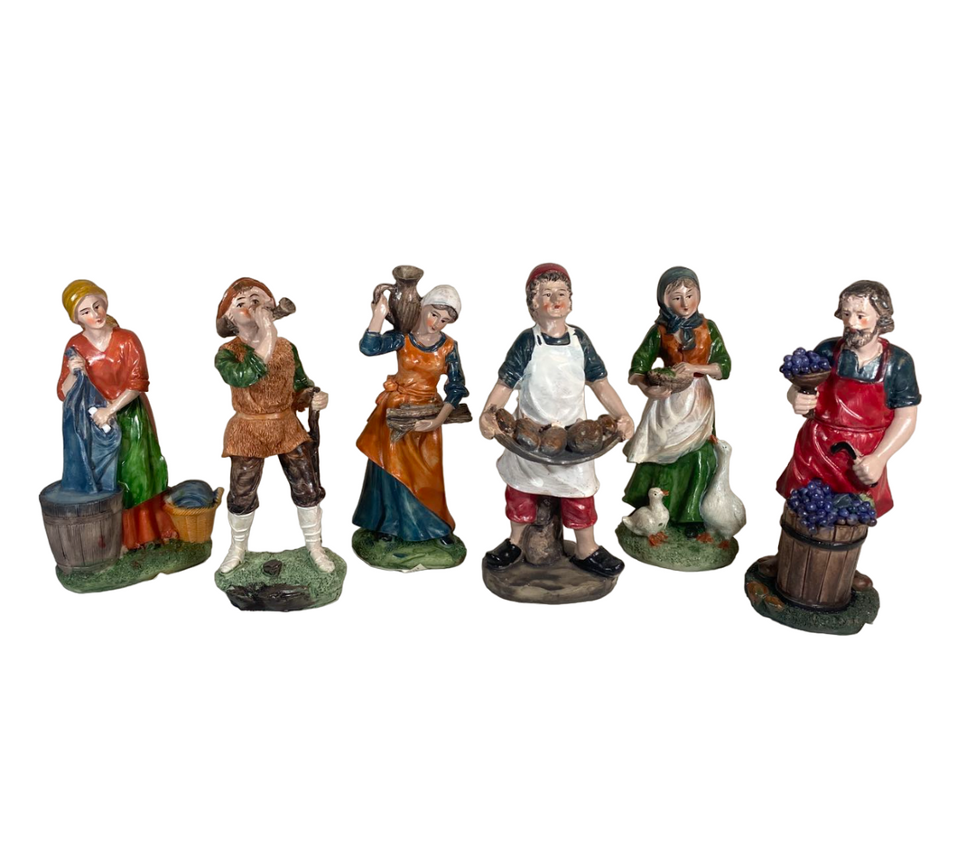 Gerimport - 6 Figuras Oficios Belén Pastor Pastora 6 Modelos Distintos 15 cm Para Pesebre de Decoracion de Navidad