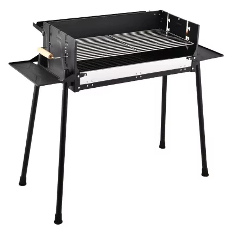 Gran Barbacoa de Carbón con 3 Estanterias en los laterales Plegable Portátil 102.5x44x83 cm, para cocina al aire libre, Camping, senderismo, Picnics, parrilla de carbón, Una Sensación Comoda, Estetico y Resistente, Facil de Limpiar