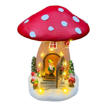 Cargar imagen en el visor de la galería, Escena Casa de Forma Seta Resina Con Luz Led Música Navideña Movimiento 18x16x23 cm cm para Decoracion de Navidad
