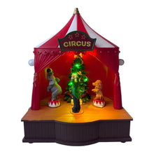 Cargar imagen en el visor de la galería, Escena de Navidad Circo con Musica Navideña, Luz y Moviniento para decoracion de Navidad 16x11.5x20 cm
