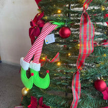 Cargar imagen en el visor de la galería, Set de 2 Colgantes Piernas de Elfo para Árbol de Navidad 14x46 cm Decoración Divertida de Poliéster y Plástico
