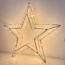 Cargar imagen en el visor de la galería, Estrella de Navidad Luminosa 3D de Metal con Luces LED Cálidas - Decoración Interior Festiva para Navidad en Plata
