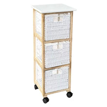 Cargar imagen en el visor de la galería, Mueble Cajonera con Ruedas 3 Cajones | Estructura Paulownia/MDF/Álamo | Blanco o Natural | 77,5x29x27 cm
