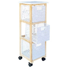 Cargar imagen en el visor de la galería, Mueble Cajonera con Ruedas 3 Cajones | Estructura Paulownia/MDF/Álamo | Blanco o Natural | 77,5x29x27 cm
