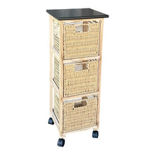 Cargar imagen en el visor de la galería, Mueble Cajonera con Ruedas 3 Cajones | Estructura Paulownia/MDF/Álamo | Blanco o Natural | 77,5x29x27 cm
