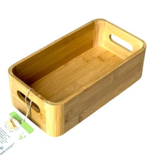 Cargar imagen en el visor de la galería, Juego de 3 Cestas de Bambú para Almacenaje – Cajas Organizadoras Naturales de Diferentes Tamaños con Ranura para Asa

