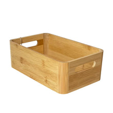 Cargar imagen en el visor de la galería, Juego de 3 Cestas de Bambú para Almacenaje – Cajas Organizadoras Naturales de Diferentes Tamaños con Ranura para Asa
