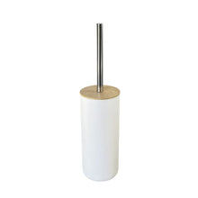 Cargar imagen en el visor de la galería, Juego de Accesorios para Baño de 3 Piezas - Set de Polipropileno y Bambú Natural - Incluye Dosificador de Jabón (320ml), Vaso y Escobilla de Baño - Diseño Nórdico Moderno - Blanco y Negro Mate
