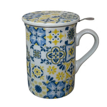 Cargar imagen en el visor de la galería, Taza Mug de Cerámica 280 ml con Filtro de Acero Inoxidable y Tapa – Diseño Decorativo

