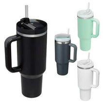 Cargar imagen en el visor de la galería, Taza Termo de Viaje 1.2L de Acero Inoxidable con Asa y Pajita | Vaso Térmico Doble Pared para Coche | Mantiene Frío y Caliente
