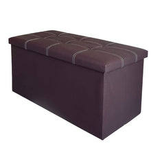 Cargar imagen en el visor de la galería, Puf Baúl Almacenaje Plegable 76x38x36 cm - Banco Otomana de Piel Sintética con Tapa Acolchada, Zapatero y Organizador Multiusos para Salón, Dormitorio y Recibidor
