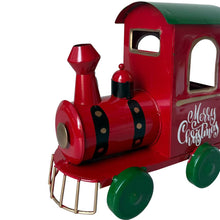 Cargar imagen en el visor de la galería, Tren de Navidad Decorativo Rojo y Verde 55x11x23 cm – Adorno Navideño de Hierro
