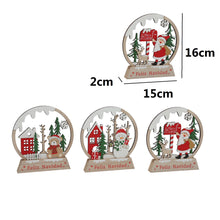 Cargar imagen en el visor de la galería, Set de 3 Adornos Navideños de Madera - Figuras Decorativas Redondas con Base "Feliz Navidad"
