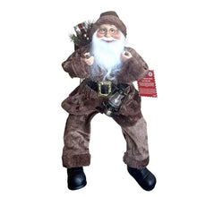 Cargar imagen en el visor de la galería, Papá Noel Sentado 45cm con Linterna, Gafas y Saco de Regalos - Figura Decorativa Navideña, Adorno de Navidad para Hogar, Chimenea o Estantería
